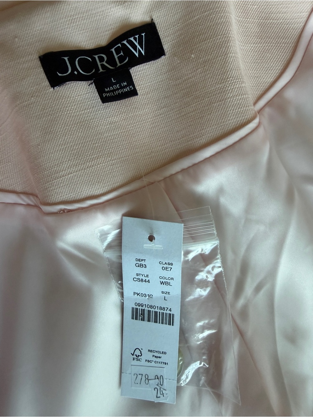 J.Crew Gamine Scallop-Trim Blazer Gramercy Linen Blend Pink Size L NWT - Picture 6 of 14